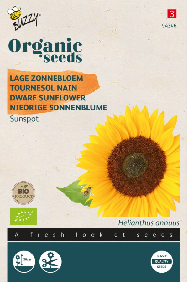 Buzzy® Organic Helianthus, Lage zonnebloem Sunspot (BIO)